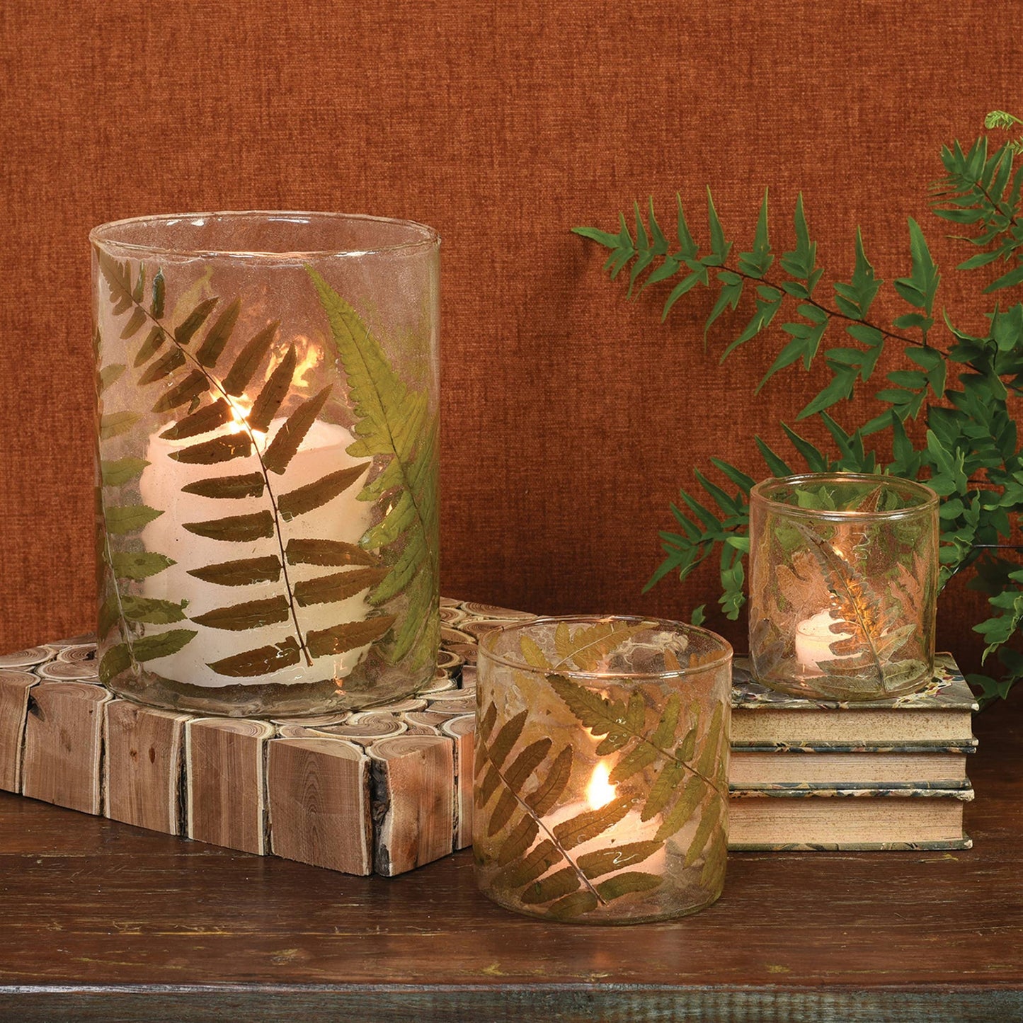 Medium Enameled Fern Hurricane