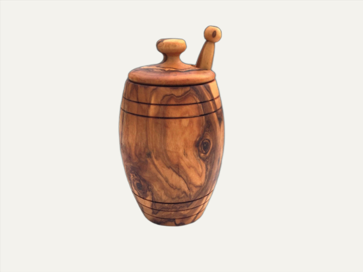 Olive Wood Honey Pot & Spoon